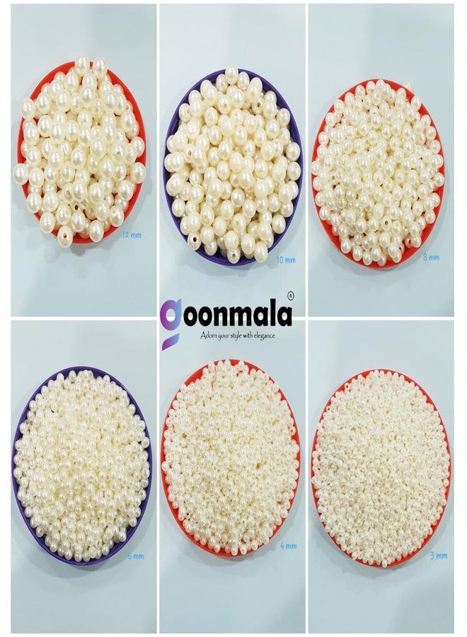 Goonmala خرز لؤلؤ بلاستيكي من غونمالا للأعمال اليدوية والمجوهرات والتطريز | إجمالي 1575 قطعة، 6 أحجام - من 3 مم إلى 12 مم مع علبة مقسمة إلى 6 أقسام - Image 3